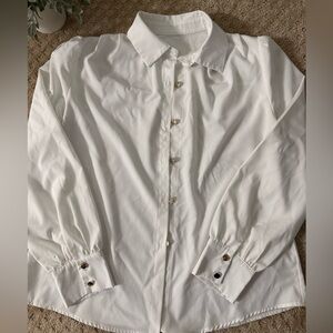 Elegant Off-White Collared Button-Down Blouse